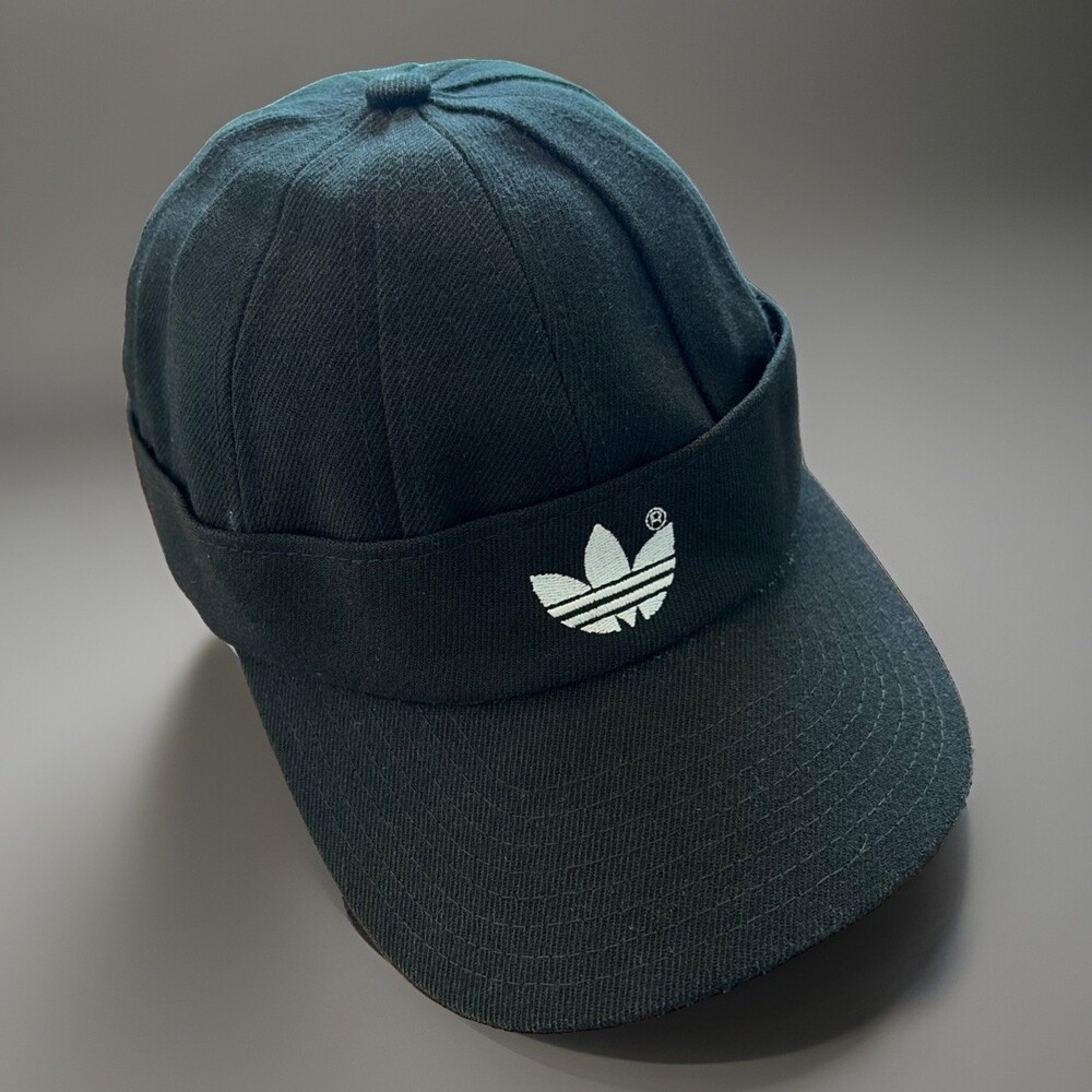 Vintage 90s Adidas Trefoil Black Strapback Hat Original Cap Y2K